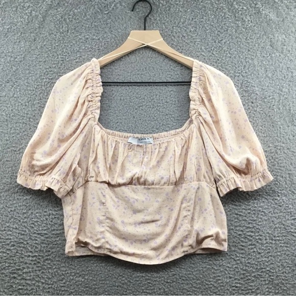 Sophie Rue Tops - Sophie Rue Floral Puff Sleeve Crop Top Pink L
